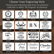 a collection of monochrome logos and text, each representing a different engraved style. The logos and text are arranged in a grid format, with each row representing a different engraved style and each column representing a different logo or text. The image does not contain any redundancy or vague wording, and it does not describe each individual image separately.