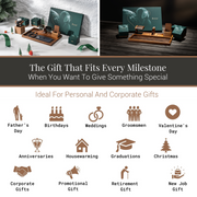The image is a collage of various gift ideas, including personal and corporate gifts, ideal for different occasions such as Father's Day, birthdays, weddings, groomsmen, Valentine's Day, anniversaries, housewarming, graduations, Christmas, corporate gifts, promotional gifts, retirement gifts, and new job gifts.