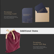 a bag with a ribbon and some cards inside of it