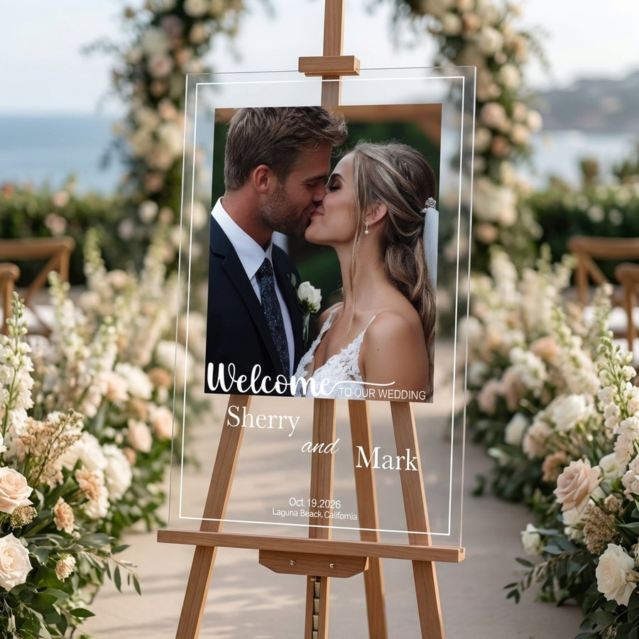Bridal shower welcome sign personalized bride to be poster custom name and photo wedding shower sign modern bridal shower decoration