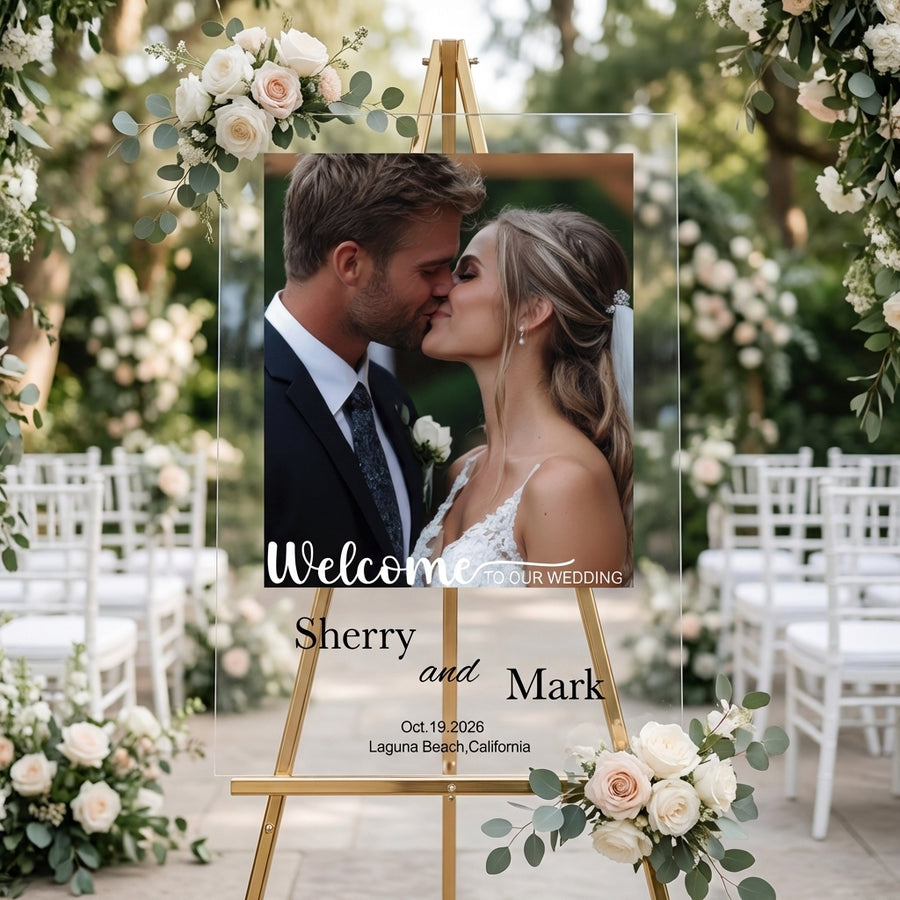 Bridal shower welcome sign personalized bride to be poster custom name and photo wedding shower sign modern bridal shower decoration