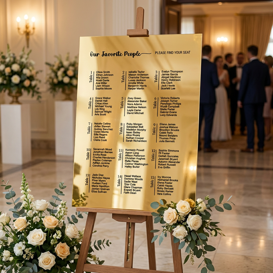 Classic poster wedding seating chart sign black and white elegant wedding seat chart guest list sign rectangular acrylic wedding table plan