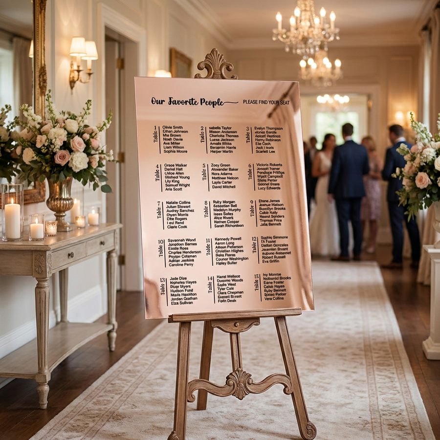 Classic poster wedding seating chart sign black and white elegant wedding seat chart guest list sign rectangular acrylic wedding table plan
