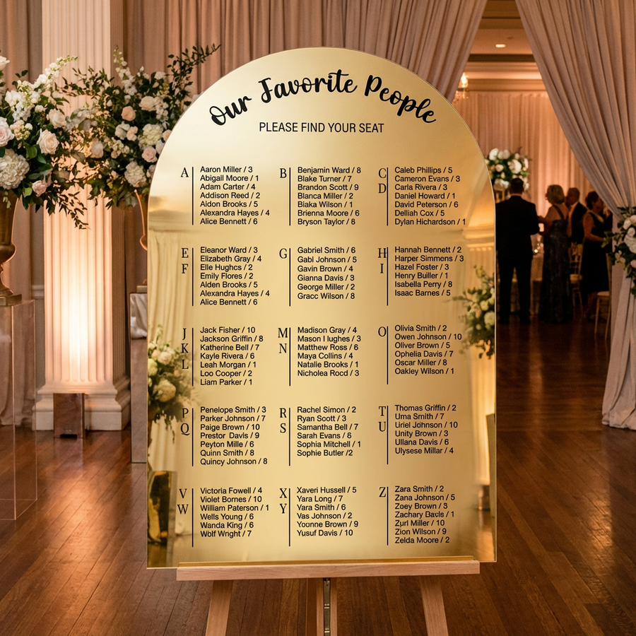 Classic poster wedding seating chart sign black and white elegant wedding seat chart guest list sign rectangular acrylic wedding table plan
