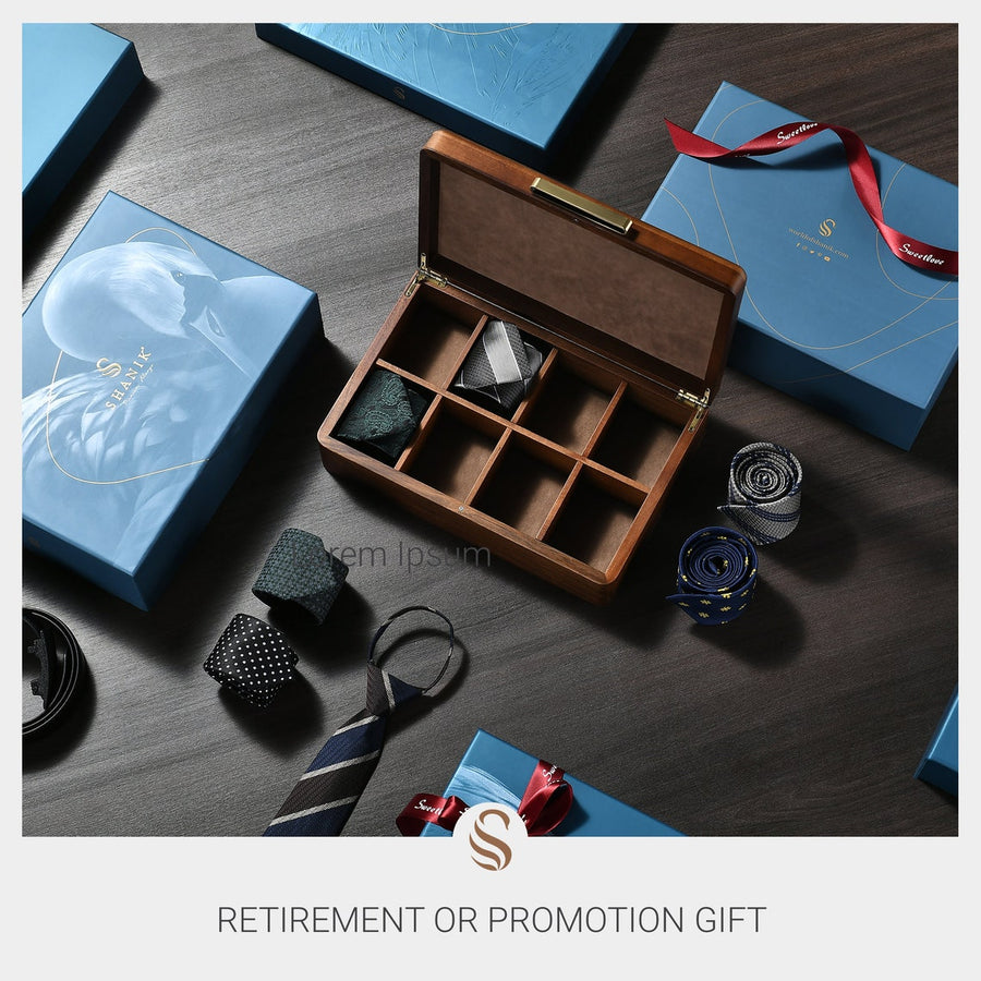 Tie Box - Wooden Box with Lid, Engagement Gift for Him