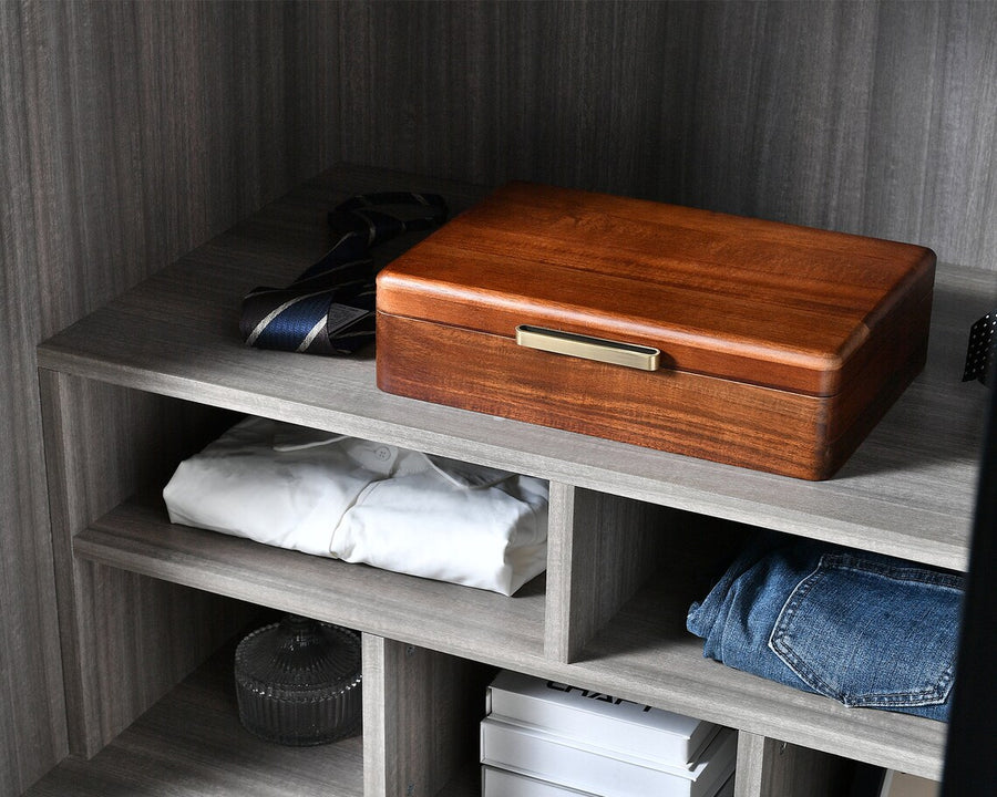 Tie Box - Wooden Box with Lid, Engagement Gift for Him