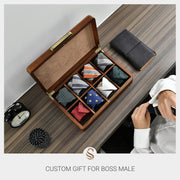 Tie Box - Wooden Box with Lid, Engagement Gift for Him