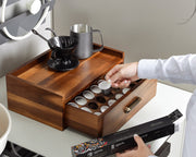 Solid Wood Coffee Pod Holder with Drawer