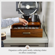 Solid Wood Coffee Pod Holder with Drawer