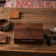 Engraved Wooden Jewelry Box Organizer for Men Jewelry Case Holder with Removable Divider Tray Man Cave Stuff Closet Organizer Fiance Gift