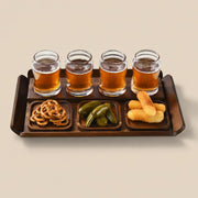 Engraved wooden beer flight tasting tray with coasters and glasses gift for beer lover bar decor