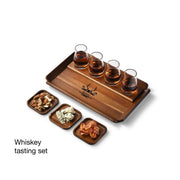 Engraved wooden beer flight tasting tray with coasters and glasses gift for beer lover bar decor