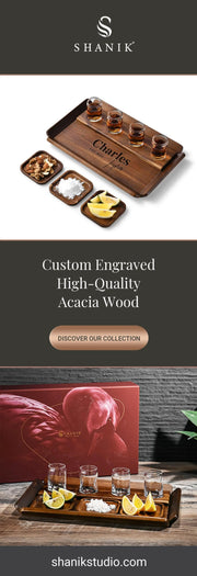 Tequila shot paddle tray with glasses and sections engraved tequila display set cocktail tasting kit wooden tequila gift box for men