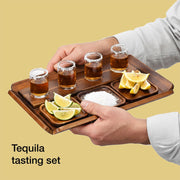 Engraved wooden beer flight tasting tray with coasters and glasses gift for beer lover bar decor