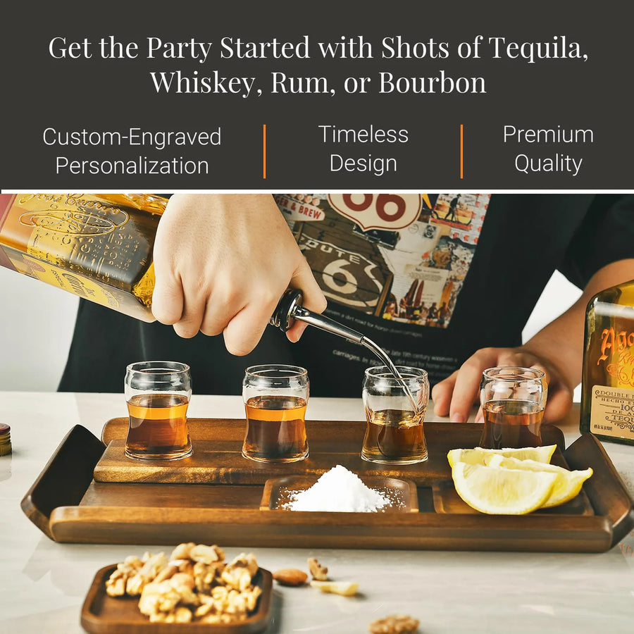 Barware gifts for tequila drinker gifts engraved glassware tequilla set bar decor gift for man cave shot galss serving tray bar gift for him