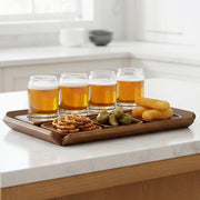 Engraved Tasting Glasses Gift for Beer Lover Personalized Beer Flight Set with Wooden Paddle Craft Beer Sampler Board with Snack Coasters