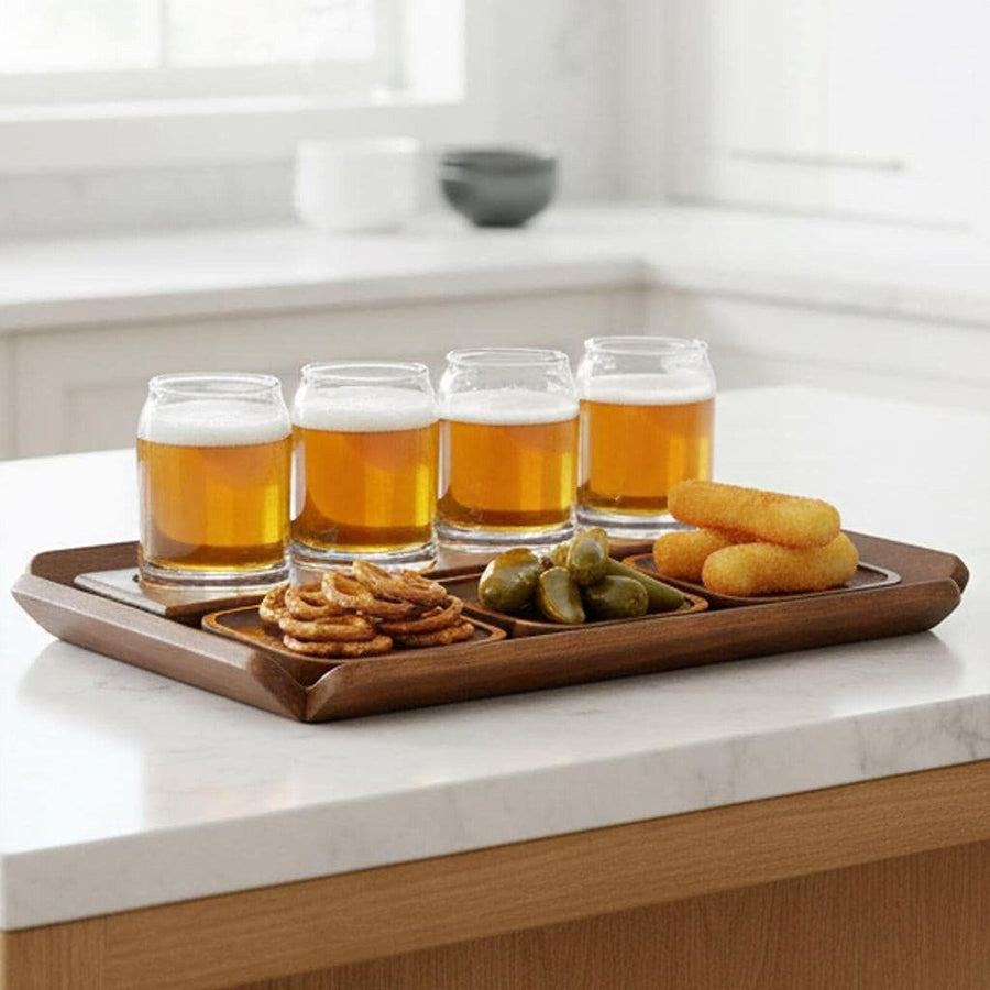 Engraved Tasting Glasses Gift for Beer Lover Personalized Beer Flight Set with Wooden Paddle Craft Beer Sampler Board with Snack Coasters