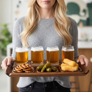 Engraved Tasting Glasses Gift for Beer Lover Personalized Beer Flight Set with Wooden Paddle Craft Beer Sampler Board with Snack Coasters