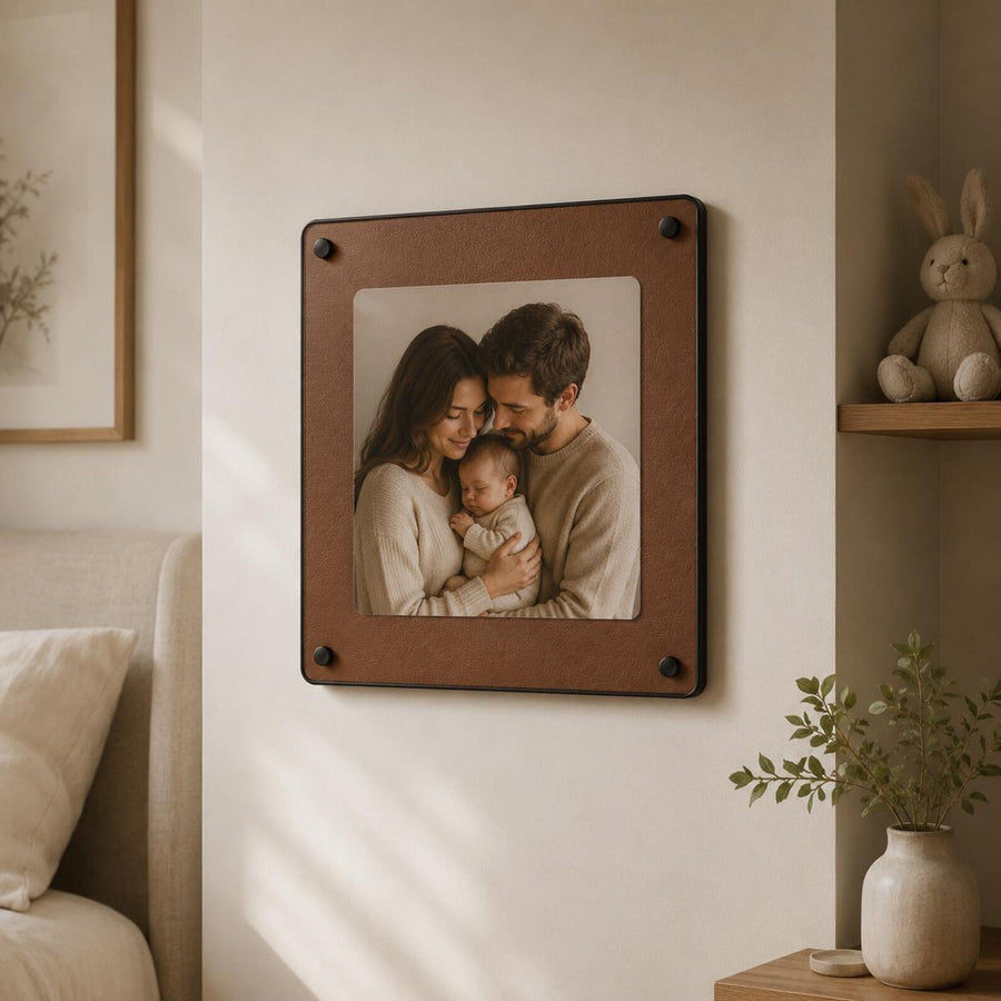 Memory photo frame family portrait wall display personalized picture frame celebration of life frame square acrylic standoff wall display
