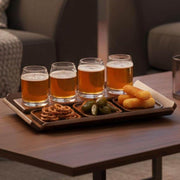 Engraved Tasting Glasses Gift for Beer Lover Personalized Beer Flight Set with Wooden Paddle Craft Beer Sampler Board with Snack Coasters