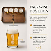 Engraved Tasting Glasses Gift for Beer Lover Personalized Beer Flight Set with Wooden Paddle Craft Beer Sampler Board with Snack Coasters