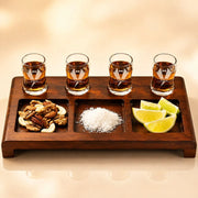 Personalized Tequila Shot Board With Glasses Acacia Wood Serving Tray Custom Engraved Shot Flight Set Anniversary Housewarming Gift For Him