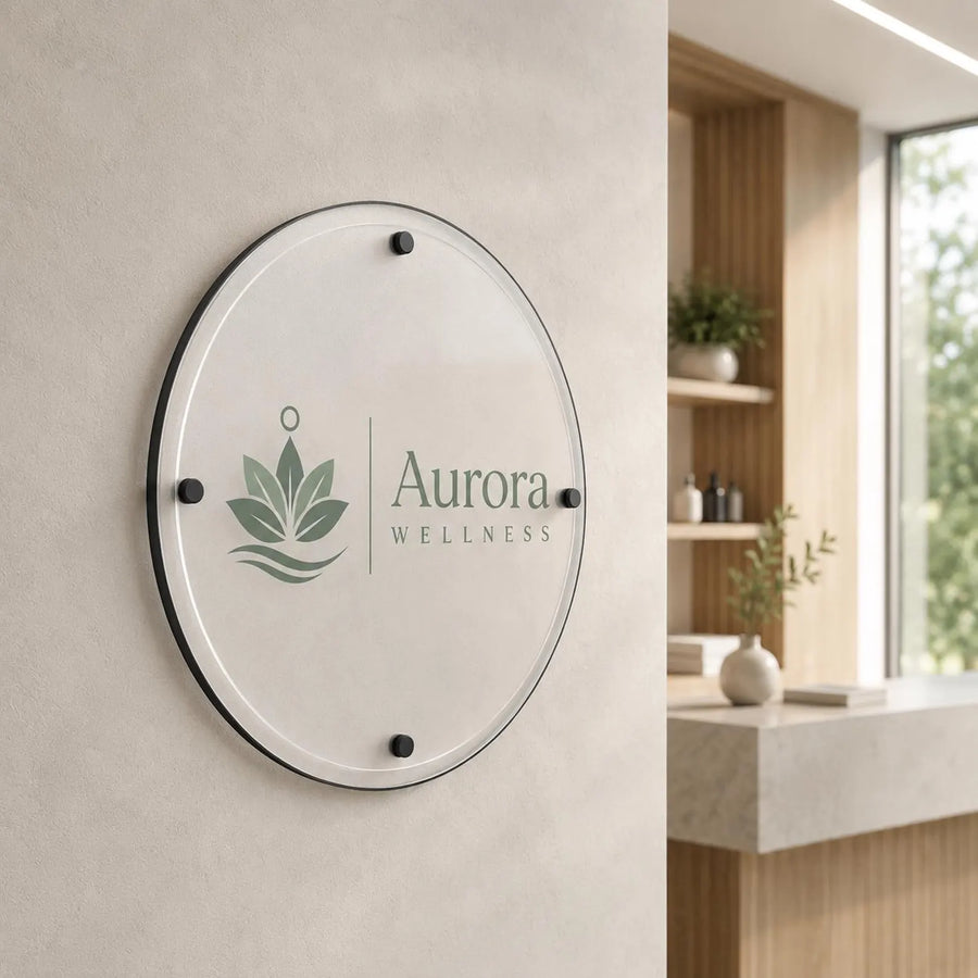 Spa business sign double acrylic wall decor doctor office sign uv print glass business sign for law office welcome sign business name plate