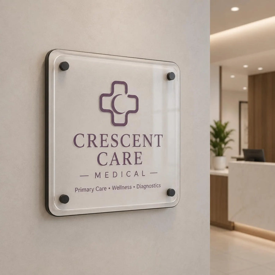 Spa business sign double acrylic wall decor doctor office sign uv print glass business sign for law office welcome sign business name plate