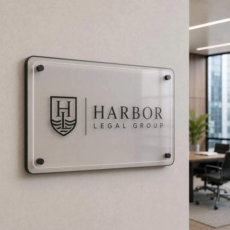Spa business sign double acrylic wall decor doctor office sign uv print glass business sign for law office welcome sign business name plate