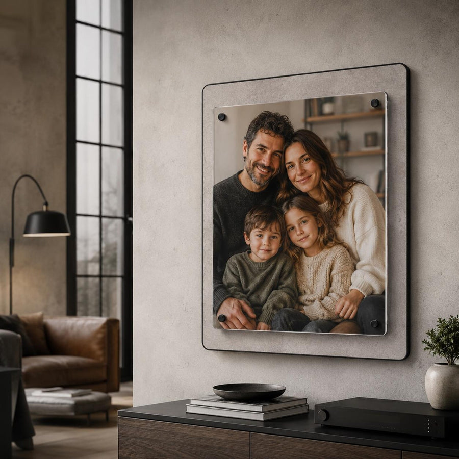 Memory photo frame family portrait wall display personalized picture frame celebration of life frame square acrylic standoff wall display