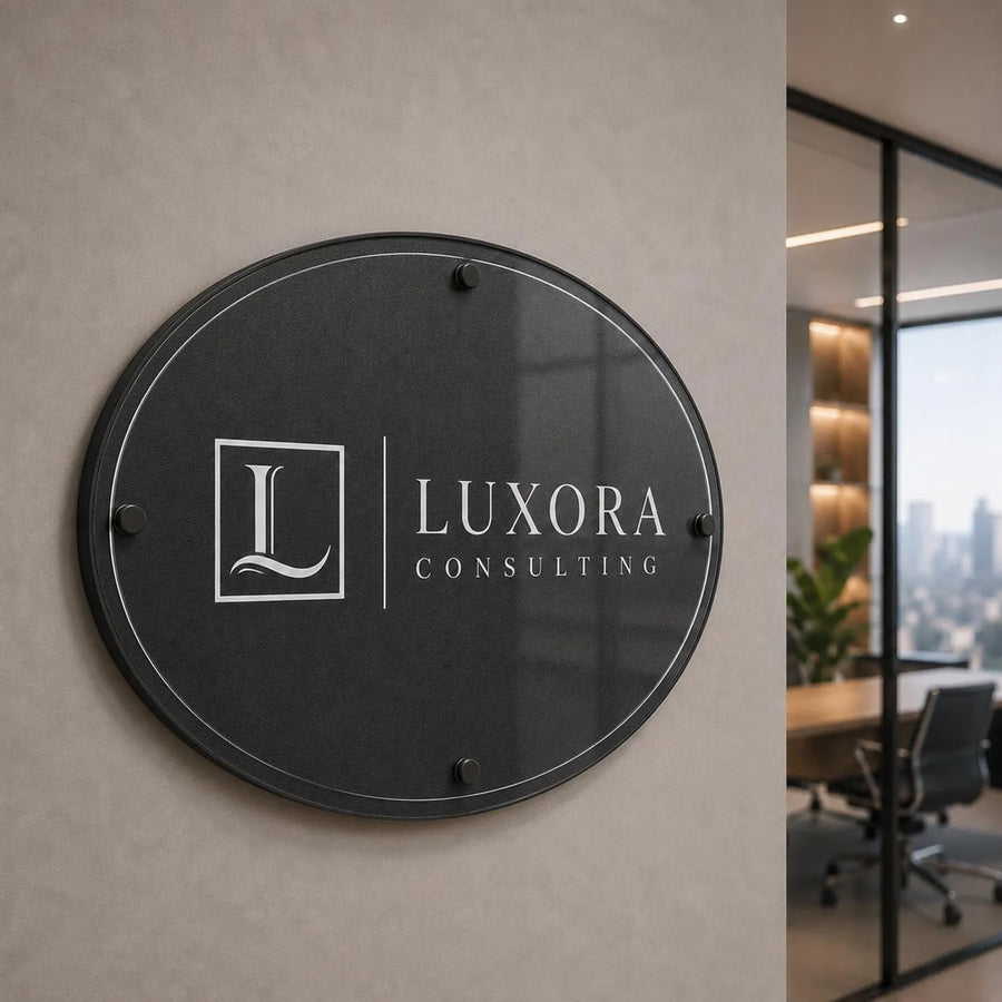 Spa business sign double acrylic wall decor doctor office sign uv print glass business sign for law office welcome sign business name plate