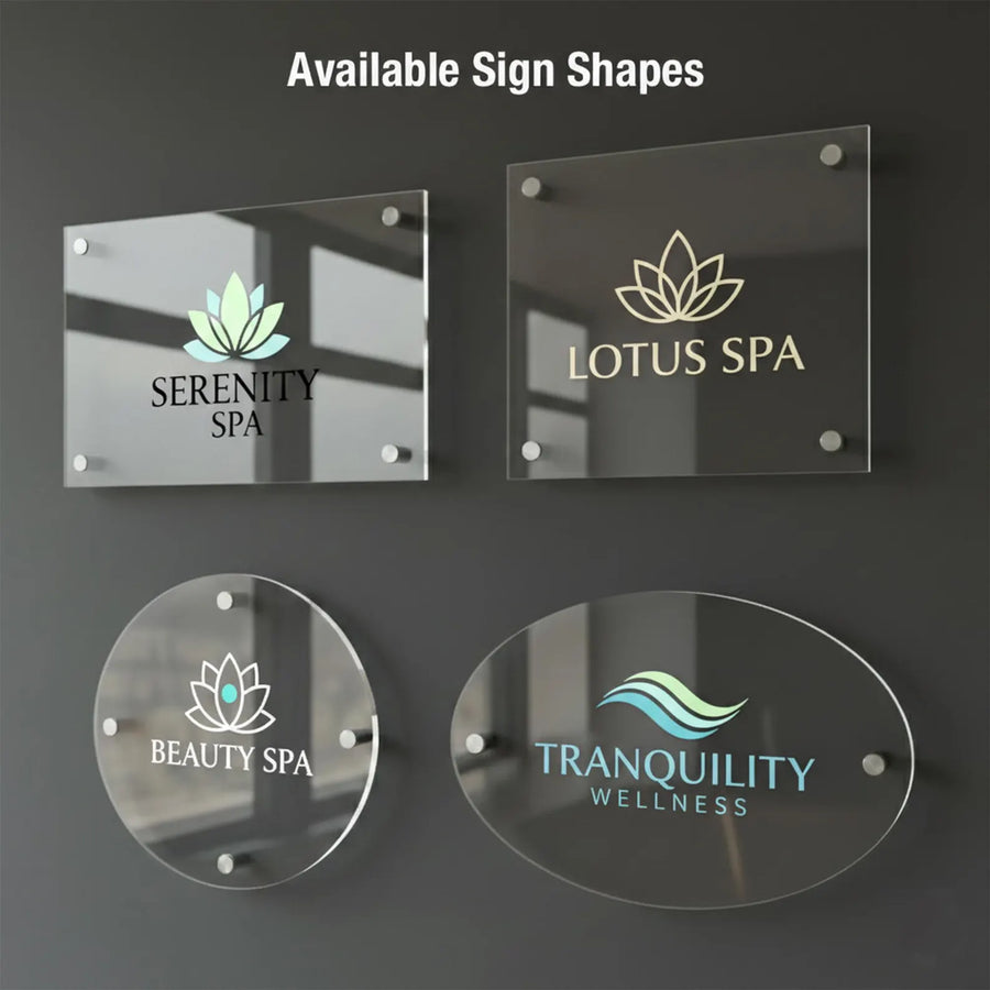 Spa business sign double acrylic wall decor doctor office sign uv print glass business sign for law office welcome sign business name plate