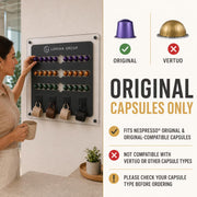Nespresso Pod Holder Wall Mounted Nespresso Capsule Organizer Coffee Pod Storage Coffee Bar Organizer Space Saving Nespresso