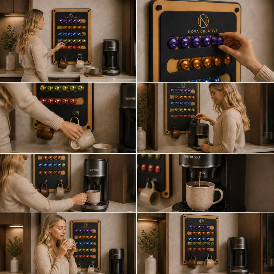Nespresso Pod Holder Wall Mounted Nespresso Capsule Organizer Coffee Pod Storage Coffee Bar Organizer Space Saving Nespresso