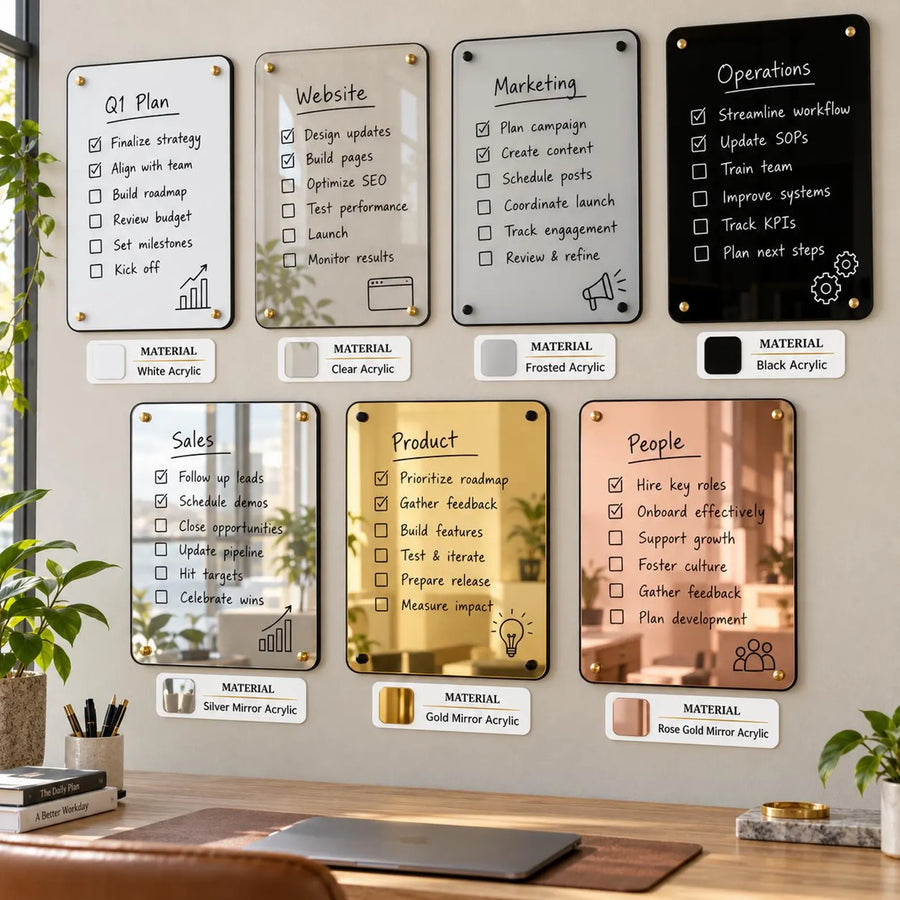 Meeting room writable blank acrylic board wall mounted office task board clear acrylic dry erase board reception announcement acrylic sign