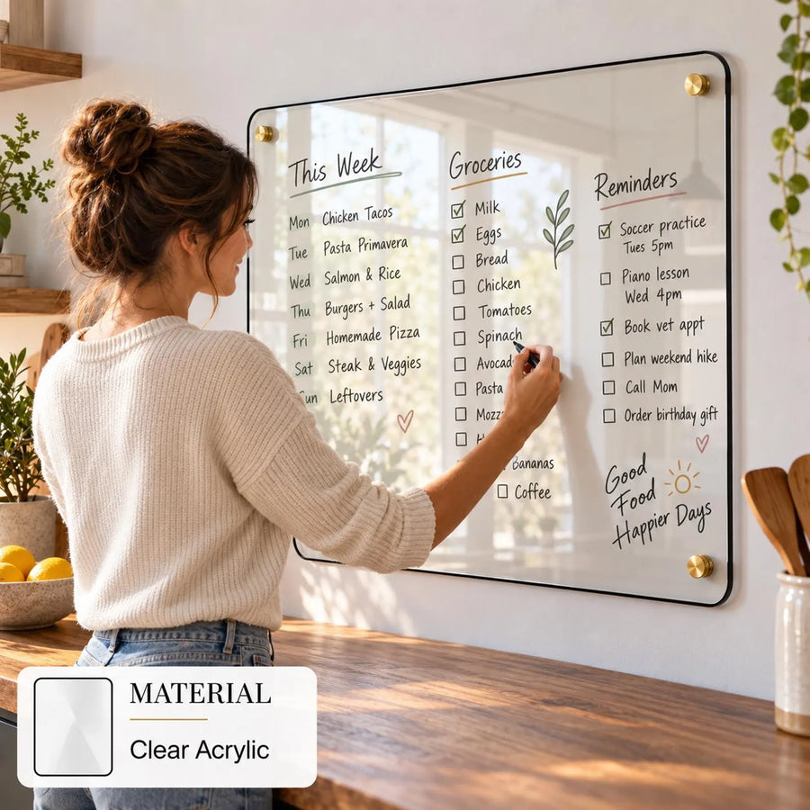Meeting room writable blank acrylic board wall mounted office task board clear acrylic dry erase board reception announcement acrylic sign