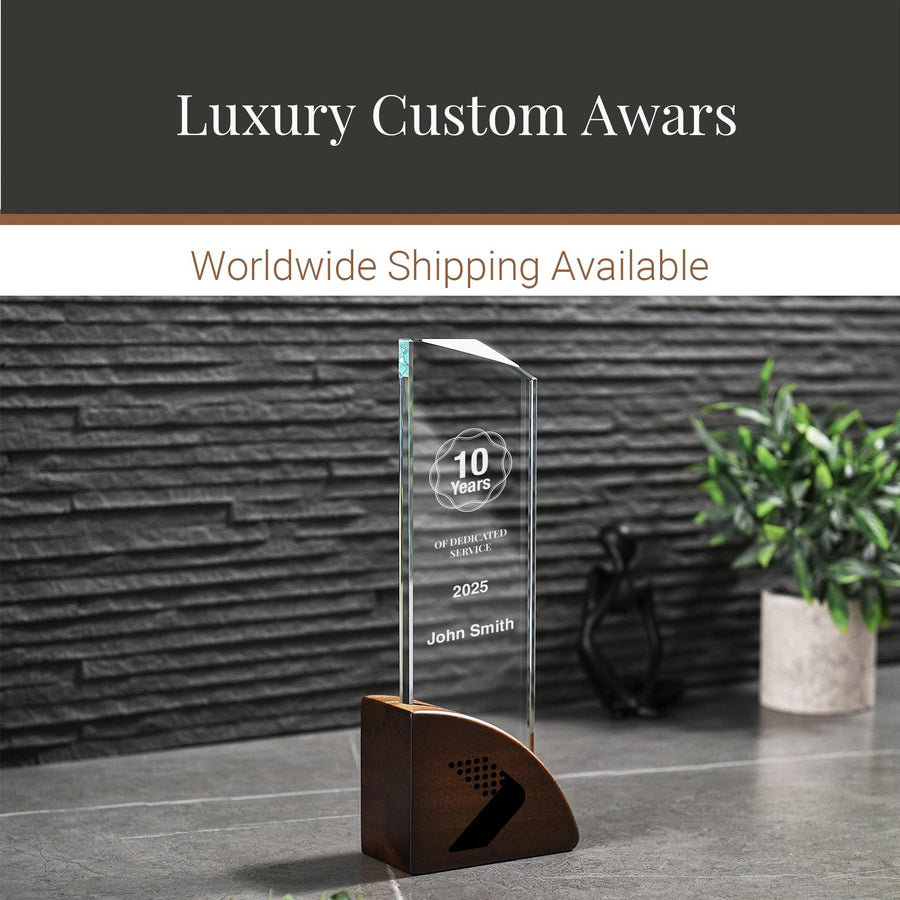 Trophy awards personalized work anniversary gift crystal award 5 year plaque appreciation corporate awards unique plaque designs wood laser