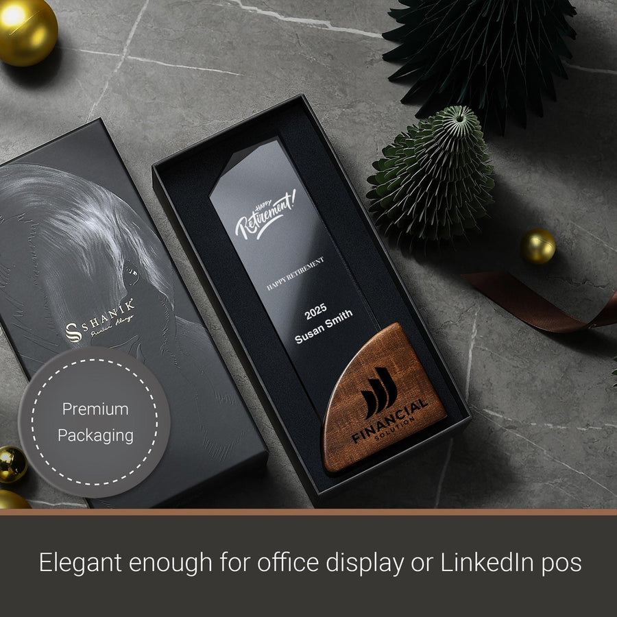 Trophy awards personalized work anniversary gift crystal award 5 year plaque appreciation corporate awards unique plaque designs wood laser