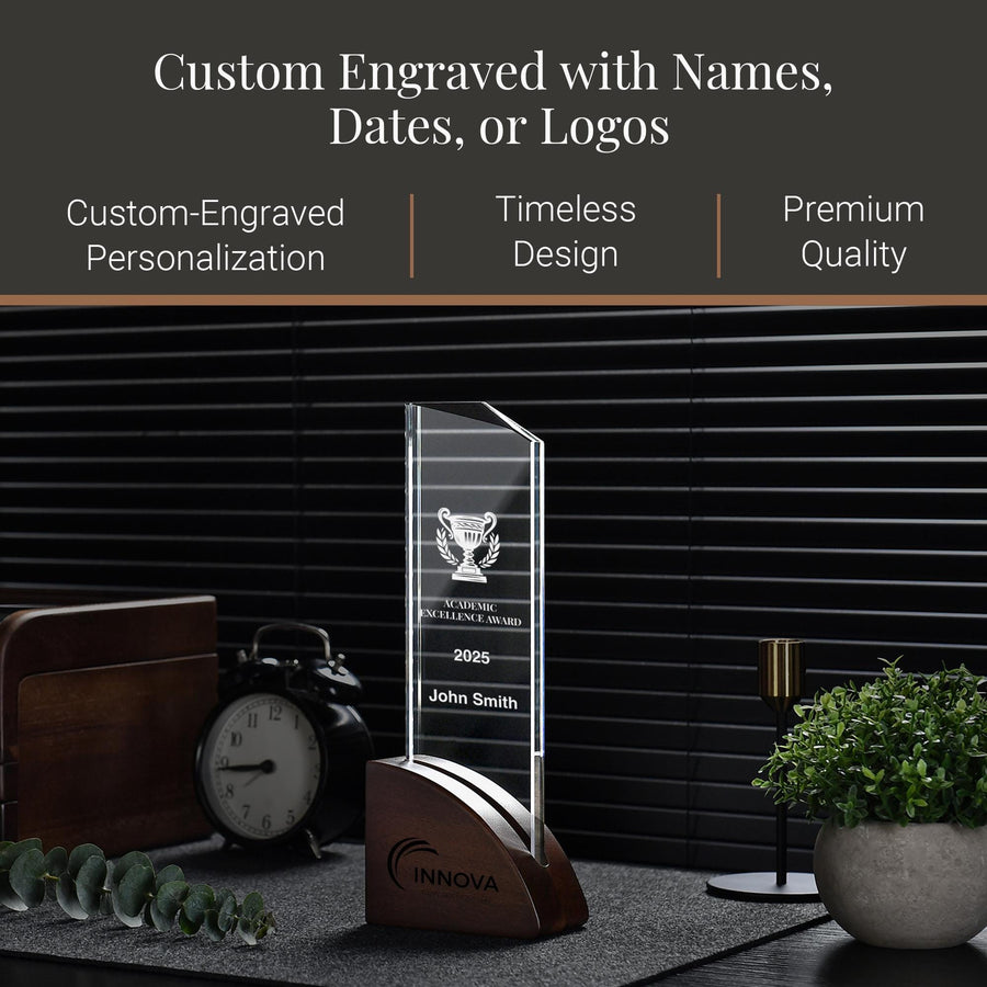 Trophy awards personalized work anniversary gift crystal award 5 year plaque appreciation corporate awards unique plaque designs wood laser