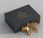 Custom magnetic gift box with ribbon personalized message luxury corporate packaging set branded client gift foldable presentation box