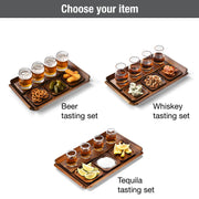 Engraved Tequila display set  shot paddle tray with glasses and coasters tequila gift box