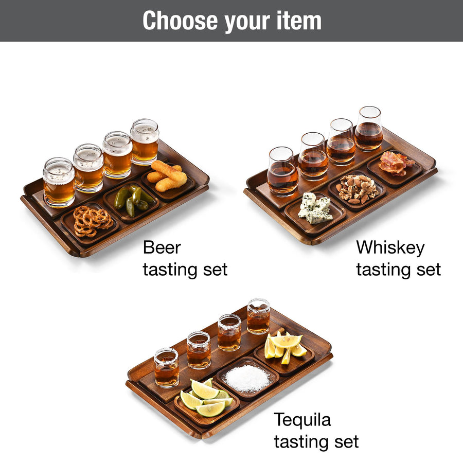 Engraved Tequila display set  shot paddle tray with glasses and coasters tequila gift box