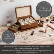 Personalized Watch Box For Women 8 Divider Slots Engraved Wooden Jewelry Display Organizer with Drawers Custom Anniversary Gift For Her