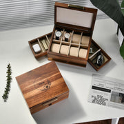 Personalized Watch Box For Women 8 Divider Slots Engraved Wooden Jewelry Display Organizer with Drawers Custom Anniversary Gift For Her