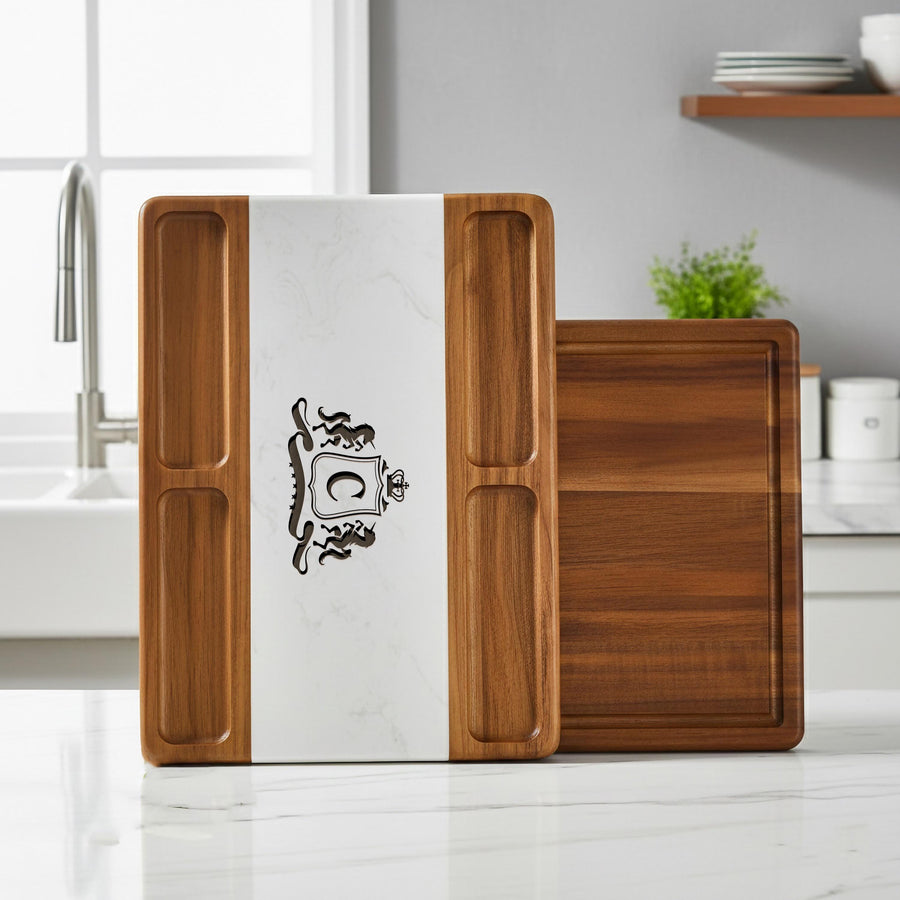 Cutting board for kitchen engraved chopping board double side butcher block with juice groove and wood marble charcuterie gift for her