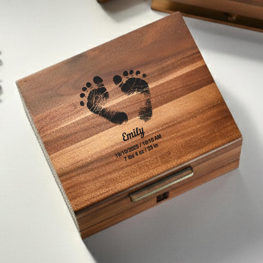 Personalized baby keepsake box wooden milestone storage engraved name box first year keepsake gift for new parents from grandparents