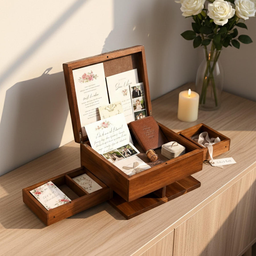 Custom print photo memory box loss of husband bereavement keepsake wood chest for grieving daughter parent remembrance comfort gift