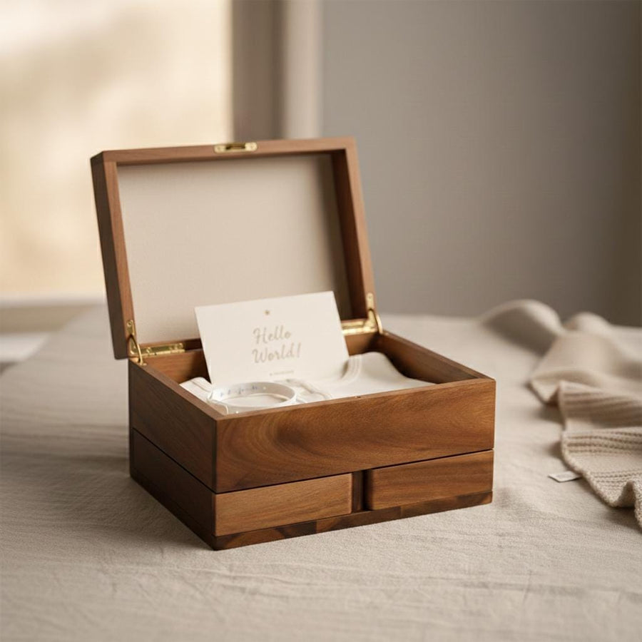 Personalized Print Newborn Photo Memory Box Wooden Baby Keepsake Chest Custom Birth Stats Heirloom Hospital Bracelet Ultrasound Organizer