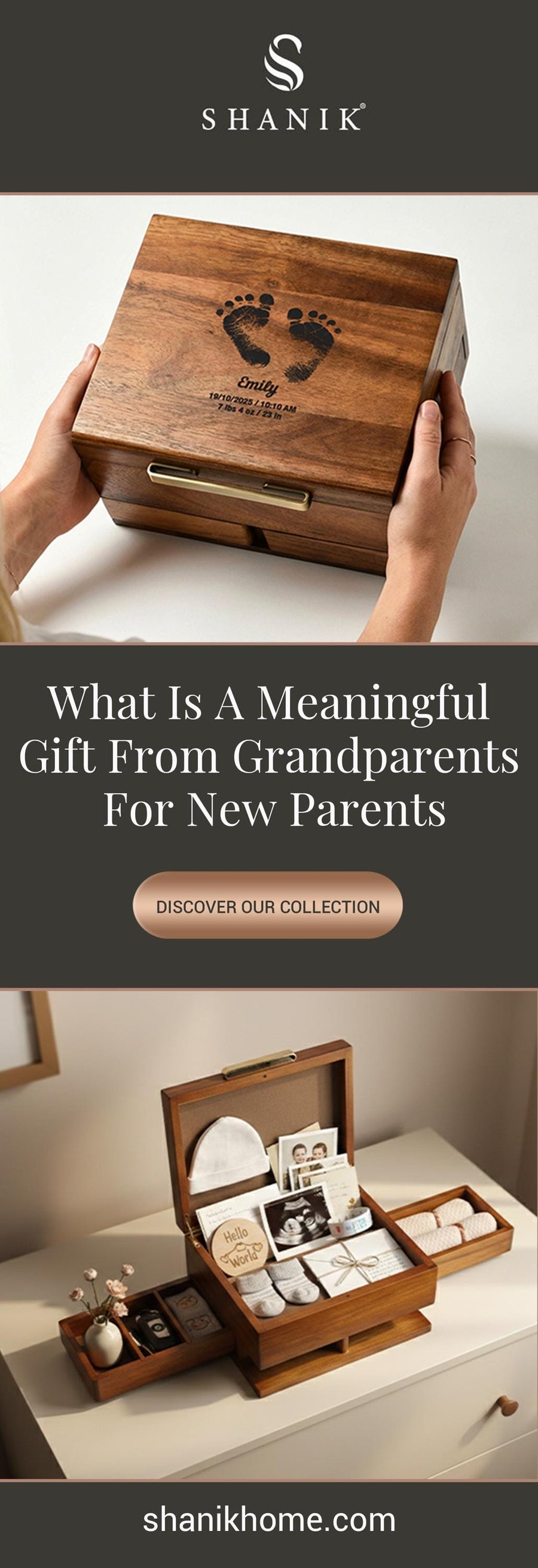 Personalized baby keepsake box wooden milestone storage engraved name box first year keepsake gift for new parents from grandparents