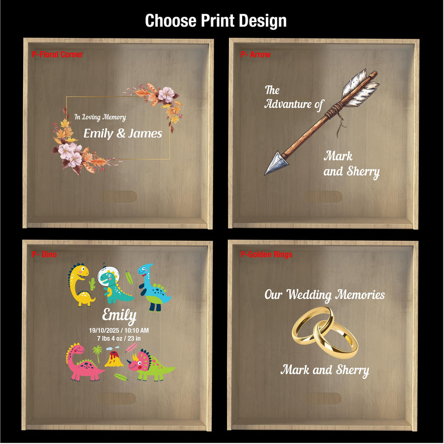 Minimalist baby memory box with clear lid print baby photo birth stats organic nursery decor newborn milestone storage gift for new mom